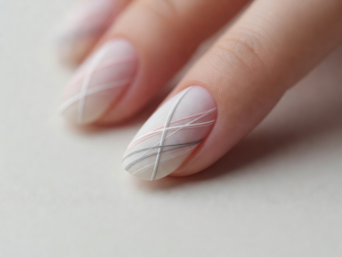Minimalist artistic nail design with clean delicate brush strokes